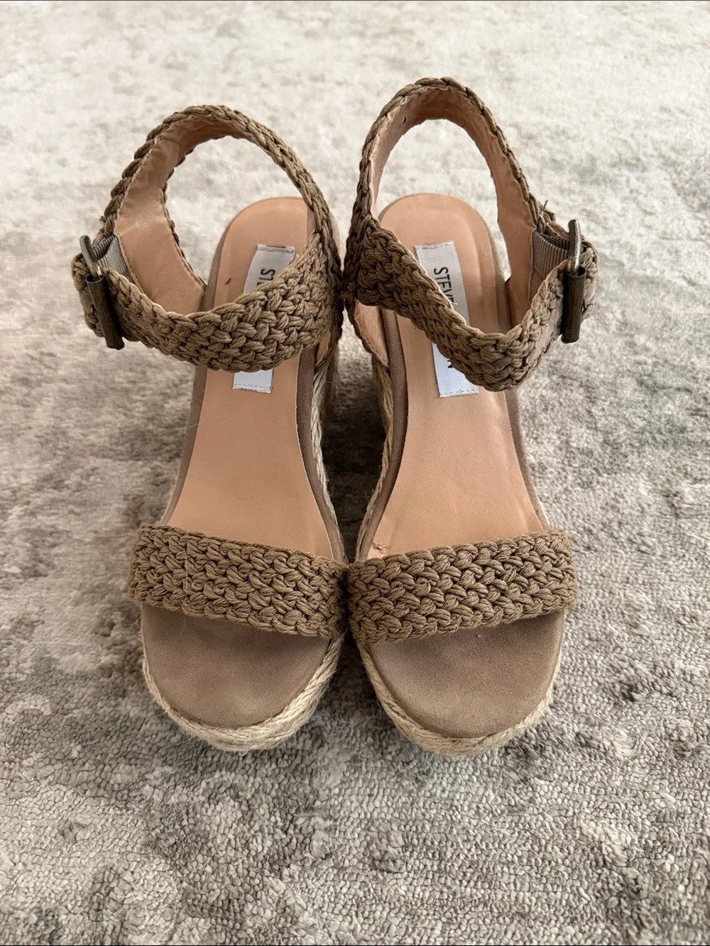Steve Madden Tan Braided Espadrille Wedge Sandals